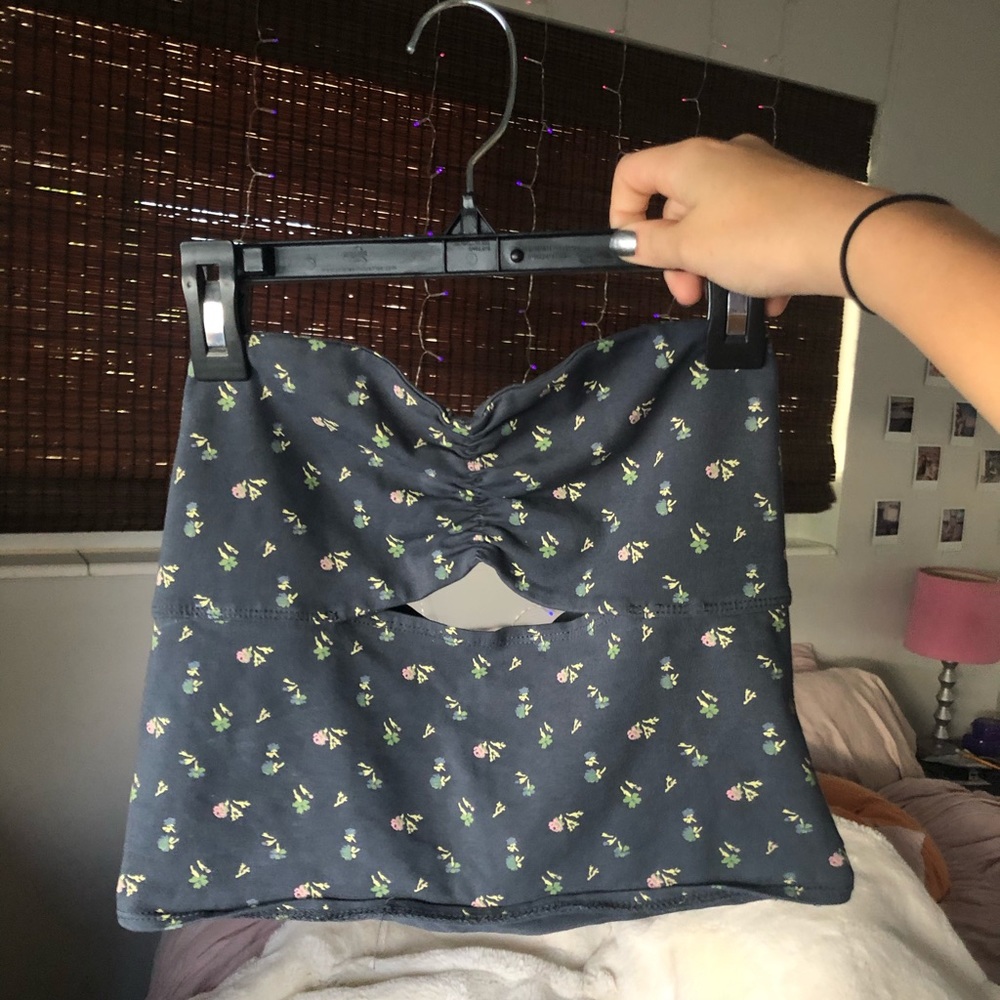 Blue floral tube top